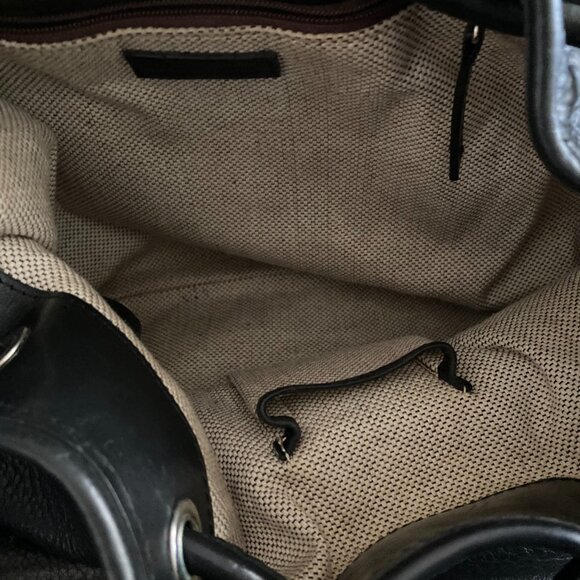 DOONEY & BOURKE Pebbled Drawstring Bucket Handbag Satchel Black Leather 10x9 - Picture 10 of 13